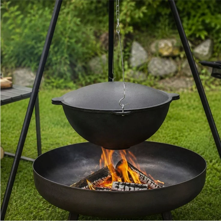 BBQ-Toro Kochtopf Kazan, Gusseisen Topf, 27 Liter, Grillwok preseasoned, Gusseisen, preseasoned – Bild 2