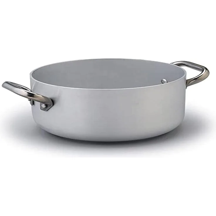 Pentole Agnelli Linie Aluminium Induktion Kasserolle Hohe, Induktionsboden mit 2 Griffen 28 cm Silber-schwarz