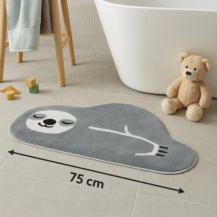 WestCraft Kinderteppich Faultier Deko Teppich, rund, Höhe: 3 mm, Rutschfester Kinderteppich, Kuschelteppich Mädchen Jungen, Waschbar – Bild 2