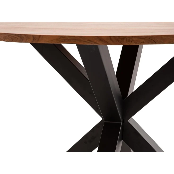 CruzarEsstisch rund Ø120 cm aus Akazienholz mit Metallgestell Kreuzfuß Landhausstil Küchentisch Esszimmertisch Holztisch robust – Bild 4
