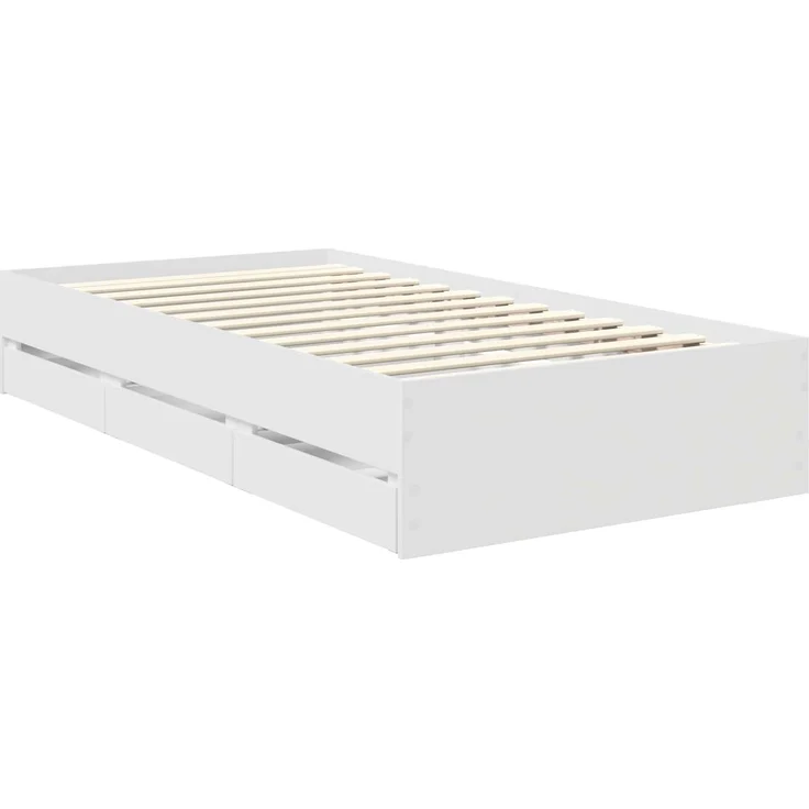 vidaXL Bettrahmen mit Schubladen Weiß 100 x 200 cm Ingenieurs Holz 3411853 – Bild 6