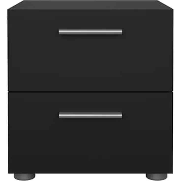 Tvilum Nachttisch mit 2 Schubladen fürs Schlafzimmer, Moderne Silberne Schubladengriffe, zeitgenössisch, Schwarz – Bild 4