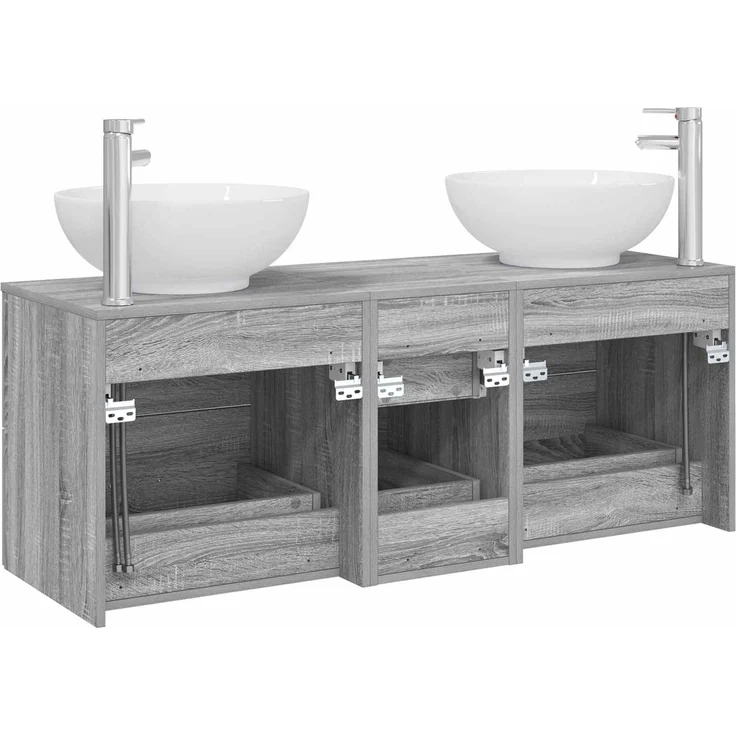 vidaXL Badezimmerschrank-Set 3 stk. Grau Sonoma 129 x 44,5 x 80 cm 3405912 – Bild 7