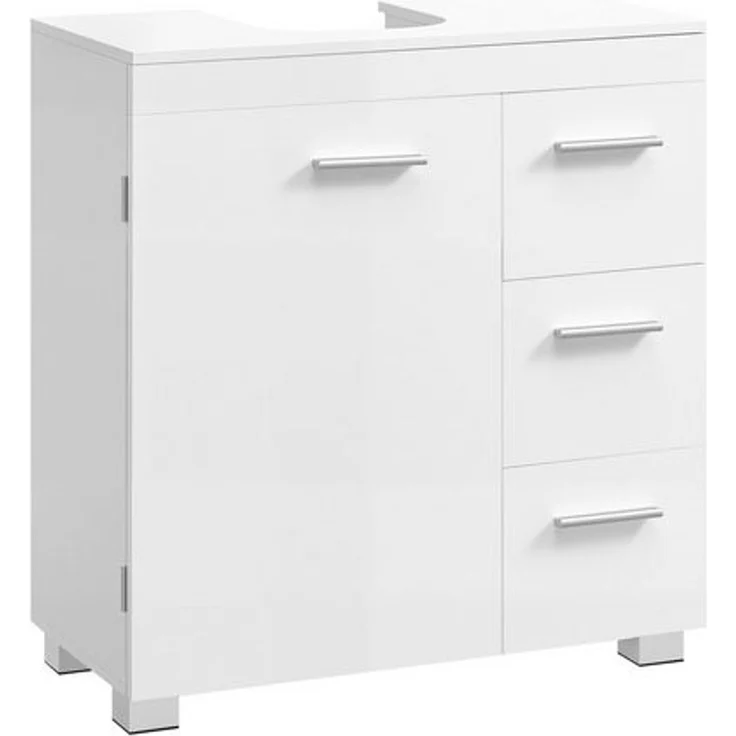 VASAGLE Badezimmerschrank, 30 x 60 x 64 cm, Waschbeckenunterschrank mit Füßen, weiß – Bild 1