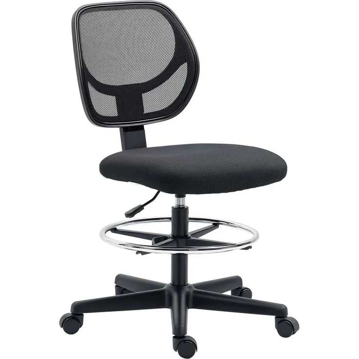 MELAYR, Zeichenstuhl inkl. Fußstütze, höhenverstellbarer Bürostuhl, 59 cm x 61 cm x 113 cm, Schwarz – Bild 1