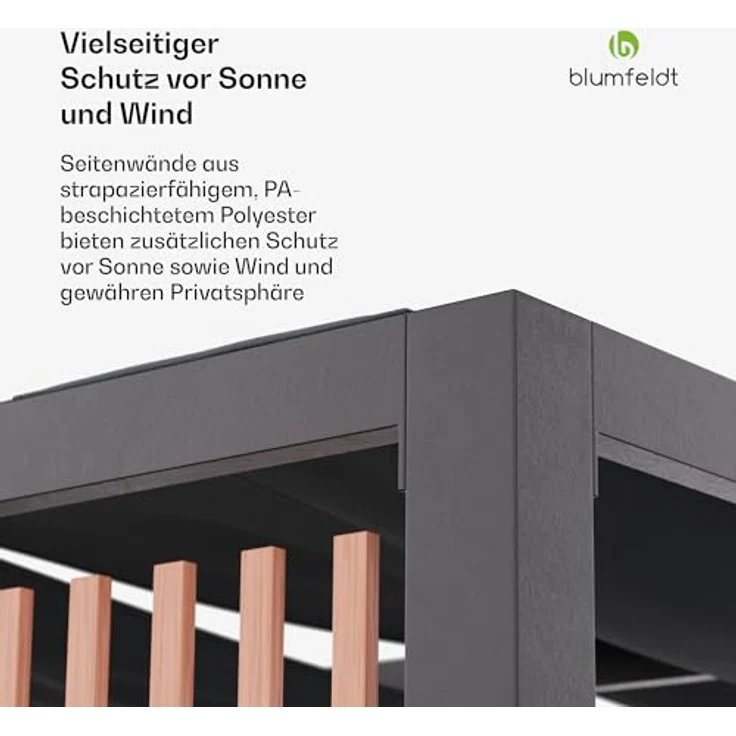 Blumfeldt Pavillon 3x3, Wasserdicht und Winterfest, Pulverbeschichteter Stahlrahmen mit PA-Beschichtetem Dach, Integrierter Sichtschutz, Einfache Montage – Bild 4
