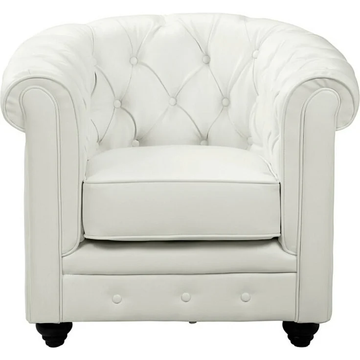 Vente-unique - CHESTERFIELD - Sessel mit gerader Rückenlehne - Holz, Platte - Holz - Weiß - 82 x 78 x 72 cm – Bild 4