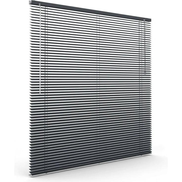 Victoria M. Jalousie LightLess Prime Aluminium-Jalousie 50x130 cm Anthrazitgrau matt, mit Bohren, ohne Bohren, geklemmt oder verschaubt, L Profil 25 mm Lamellen, feuchtigkeitsbeständig, verdunkelnd – Bild 2