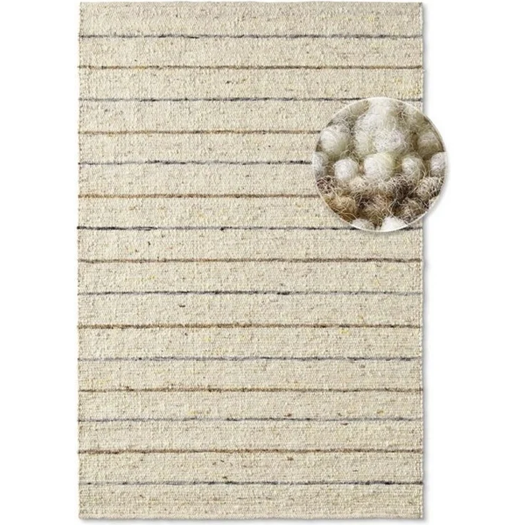 TaraCarpet Wollteppich TaraCarpet Weidenthal handgewebter Schurwollteppich aus Wolle gestreif, rechteckig, Höhe: 12 mm, Schurwoll-Teppich grau braun gestreift Wohnzimmer Schlafzimmer 070x130 – Bild 4