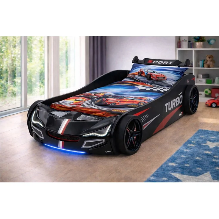 Aileenstore Autobett TURBO GTE (inkl. Zubehör), Kinderbett 90x200, Lattenrost,LED,Unterbodenlicht,Sound,Fernbedienung – Bild 4
