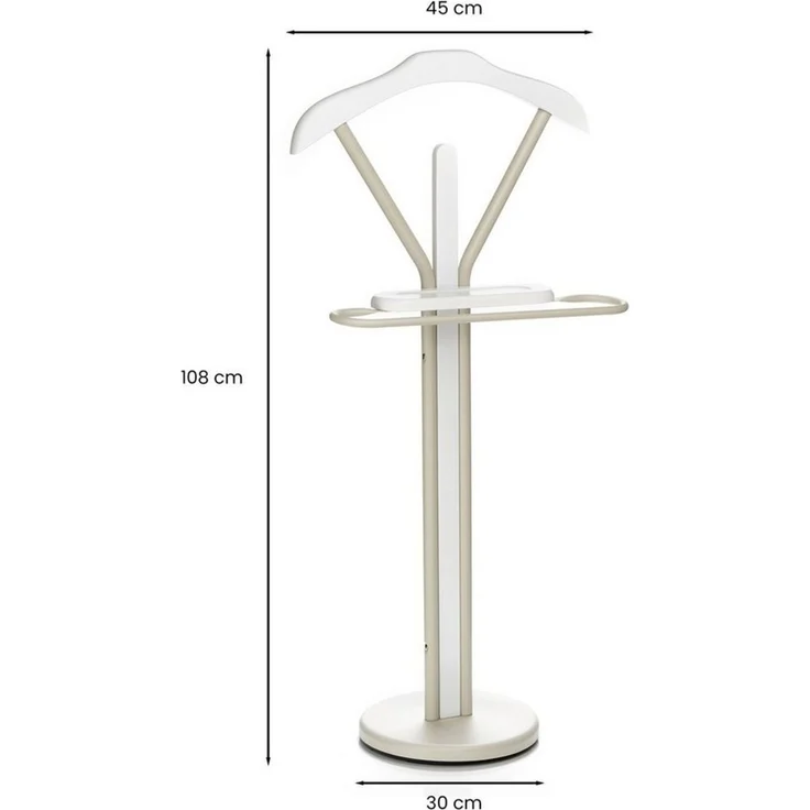 IDIMEX Herrendiener FABIO, Stummer Diener mit Kleiderbügel, Hosenbügel und Ablage Beige/Weiß – Bild 3