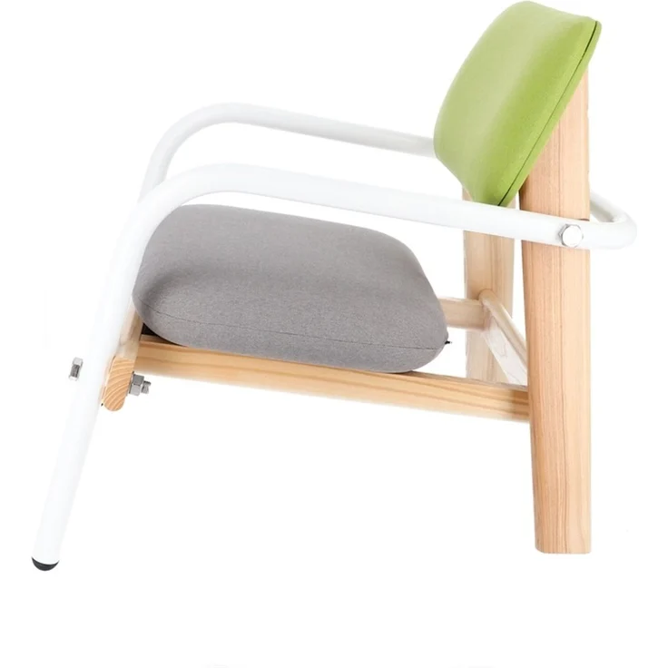 Sessel Billy Stoff, Retro Chic skandinavisch, gepolstert, weiss grau grün, Metallgestell – Bild 3