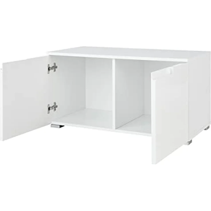 moebel-dich-auf Garderoben-Set SLICE, (Komplett-Set, 5-St, Garderobenschrank + Paneel + Bank + Spiegel + Schuhkommode), Front MDF weiß Hochglanz – Bild 4