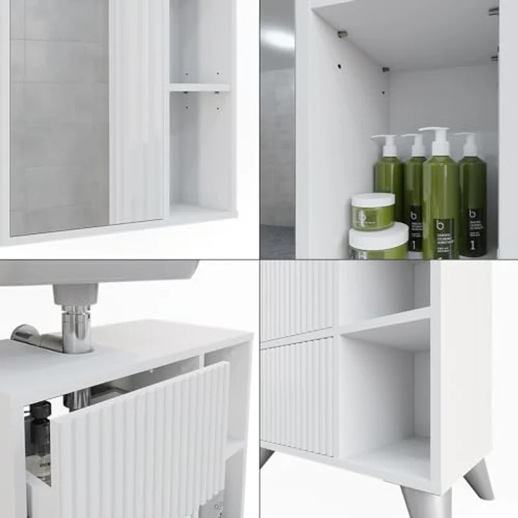 Vichy Badmöbel-Set Leano, 2-teilig, Weiss, inklusive Waschbeckenunterschrank und Spiegelschrank – Bild 6