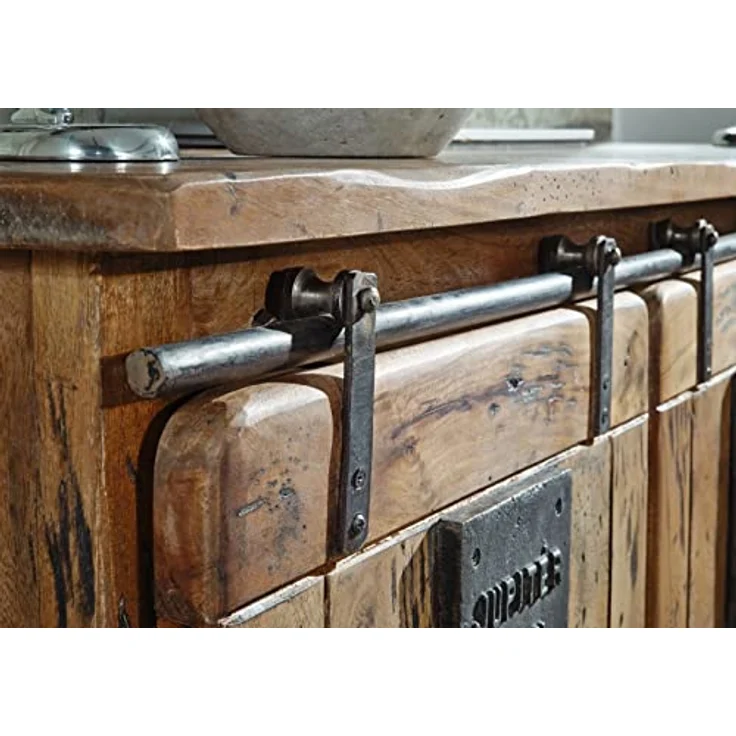 TV-Board Mango 160x45x50 natur lackiert RAILWAY #101 – Bild 7