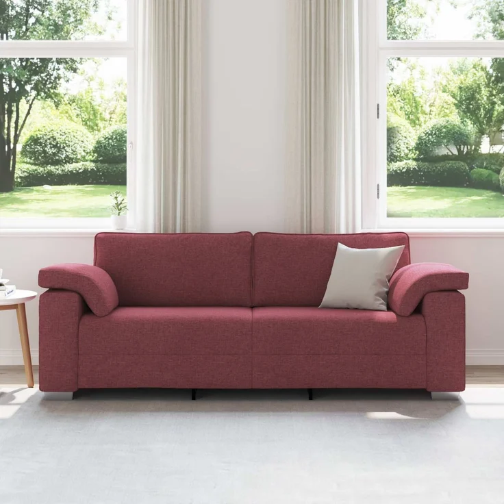 vidaXL 3-Sitzer-Sofa Weinrot 220 cm Stoff 4105240 – Bild 3