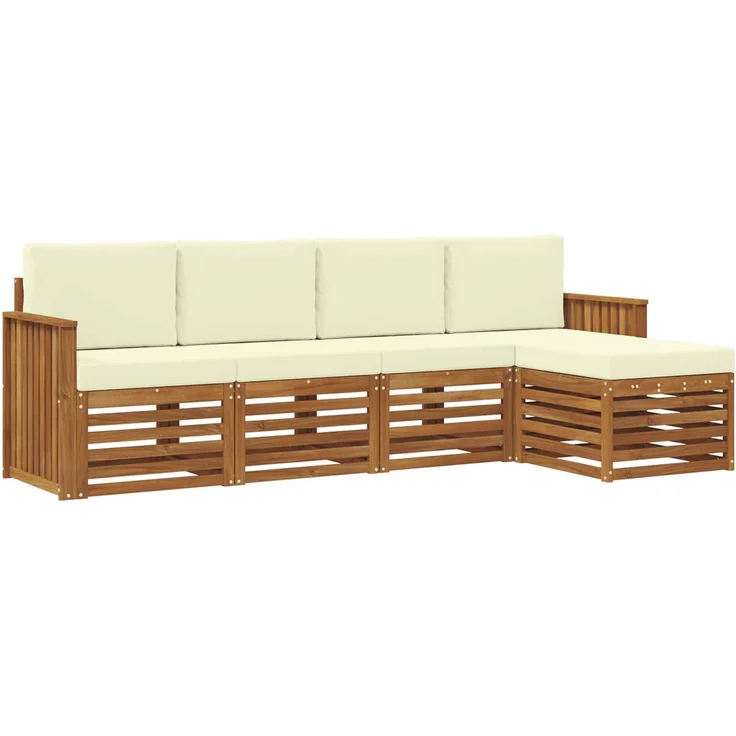 vidaXL Outdoor-Sofagarnitur 5 stk. 5-Sitzer Natur und Creme 3374645 – Bild 2