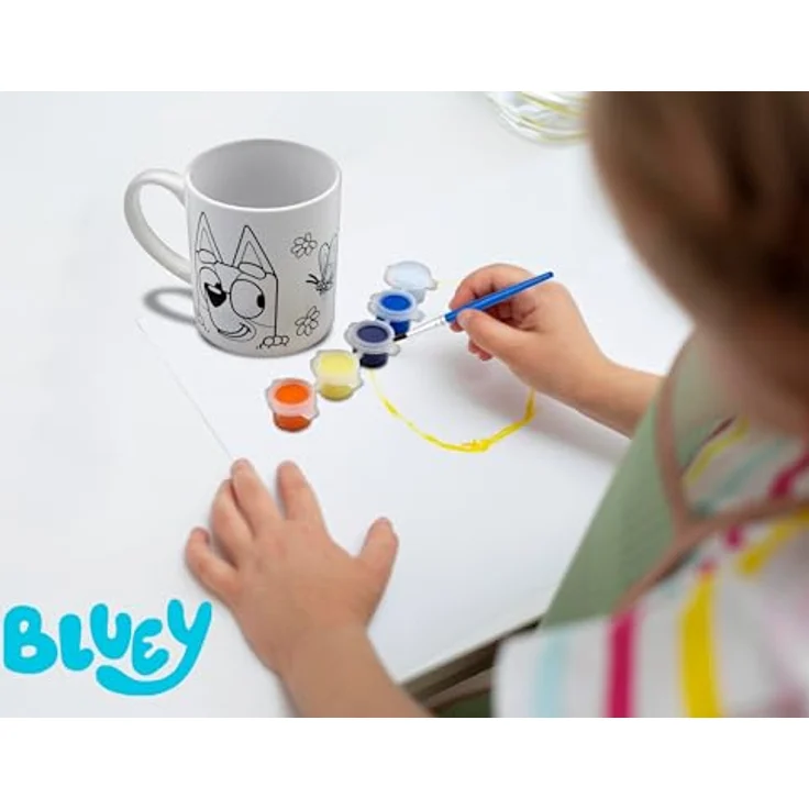 Bluey Tasse zum Bemalen Set, Kreativset mit 5 Farben und Pinsel für Kinder – Bild 3
