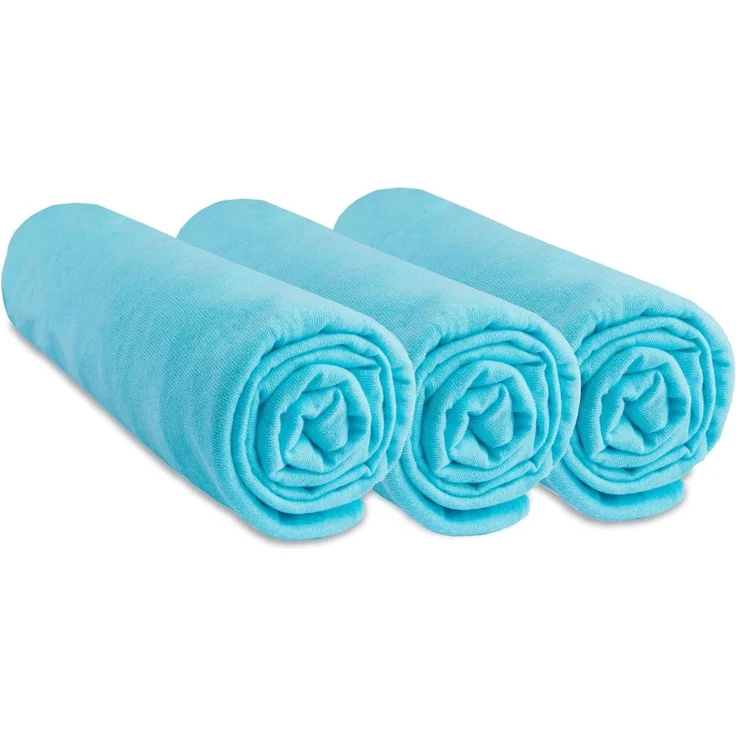 3 Spannbettlaken, 40x80 cm, dehnbar, für 40x90 cm, Babytragetasche, 40x80 cm, 100% Baumwolle, Türkis, atmungsaktiv, gesunder Schlaf, Marke Easy Dort | Oeko-Tex-Zertifiziert, hergestellt in – Bild 1