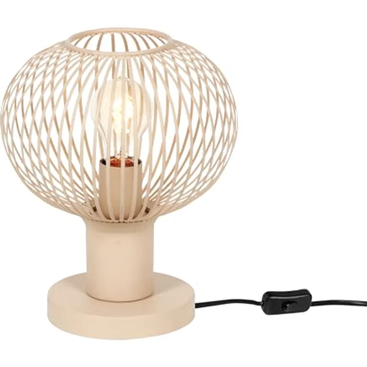 TRIO GILA Draht-Tischleuchte, Moderne Tischlampe in Beige, 23 cm, Metall Kugel, E27 LED geeignet – Bild 2