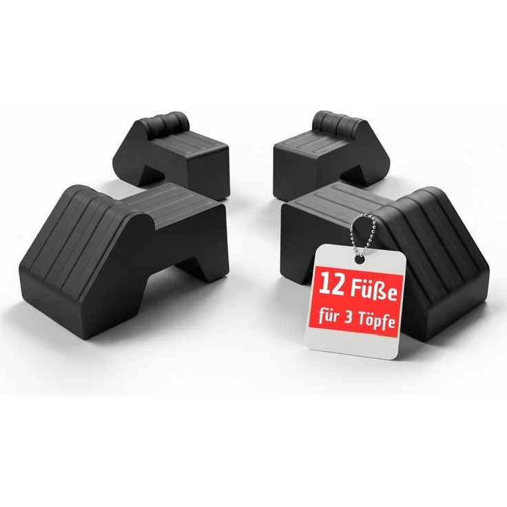 BigDean Standfuß 4x Füßchen für einen Blumentopf / Anthrazit (Packung, 12 St, Füße), Verhindert Staunässe, schützt vor Frostschäden & Flecken – Bild 1