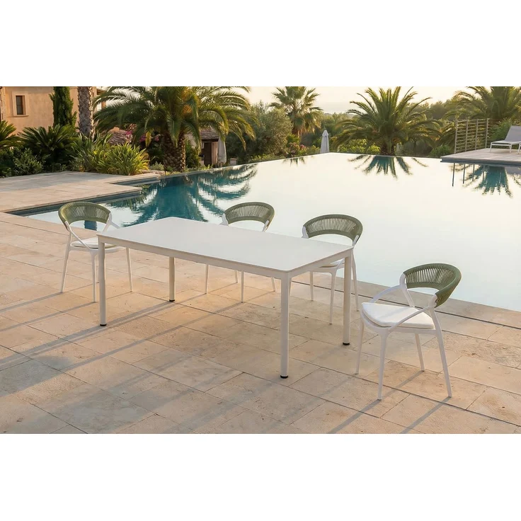KAWOLA Gartenstuhl KISO Outdoor weiß mit Kissen Rückenlehne Rope grün 79 x 58 x 54 cm – Bild 6