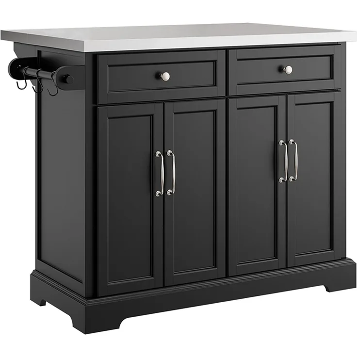 SoBuy FKW71-II-SCH Kücheninsel, MDF, Hochglanz, Schwarz, 130 x 91 x 71 cm