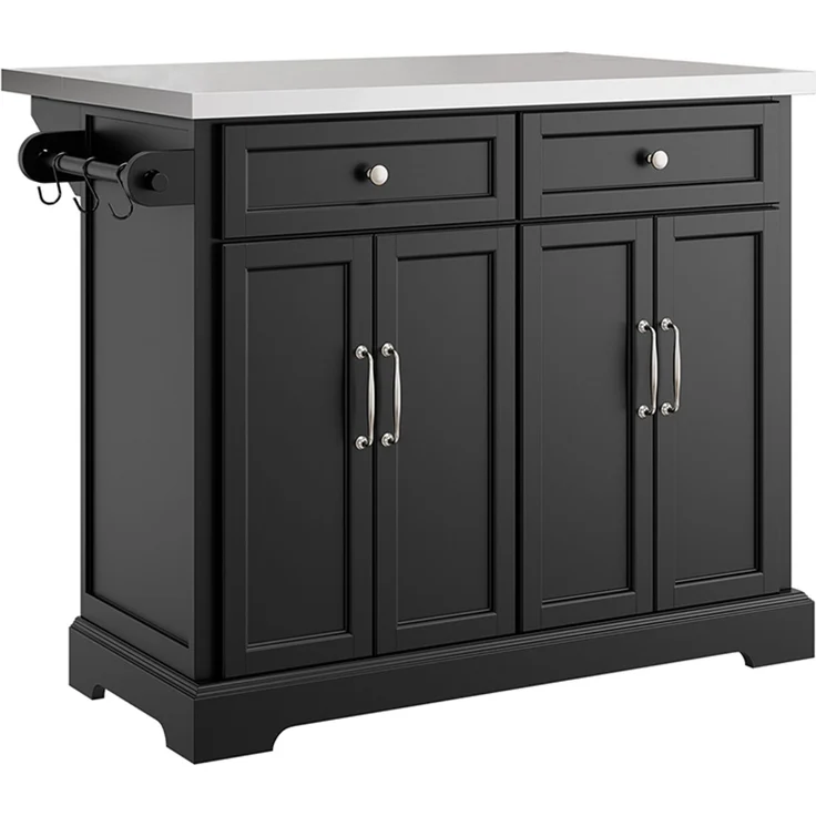 SoBuy FKW71-II-SCH Kücheninsel, MDF, Hochglanz, Schwarz, 130 x 91 x 71 cm – Bild 1