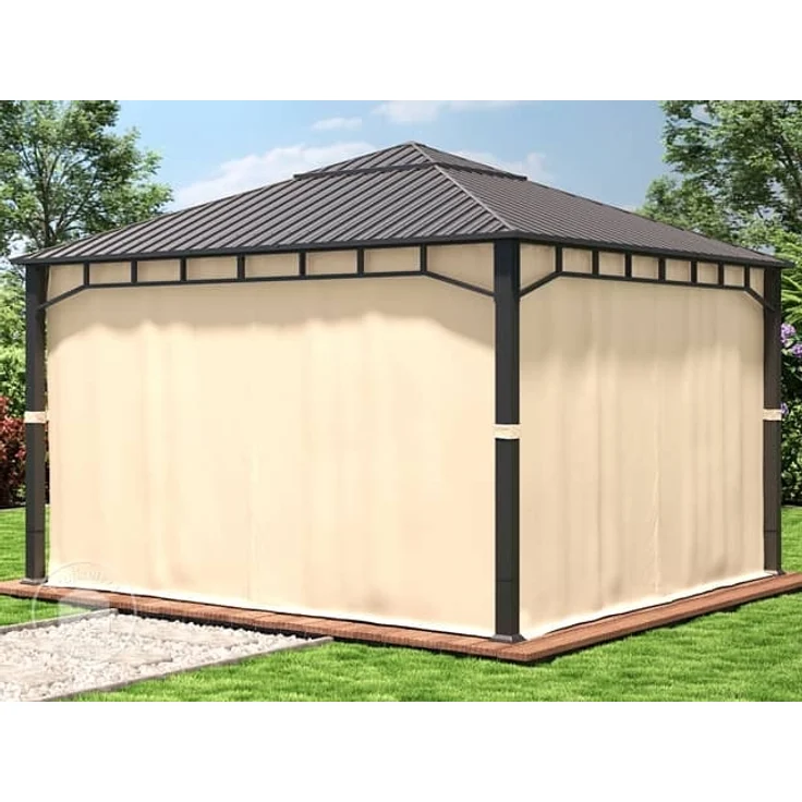 Gartenpavillon 4x4 m Stahldach Hardtop 4 Seitenteile in Champagner, Pfosten 9x9 cm – Bild 4