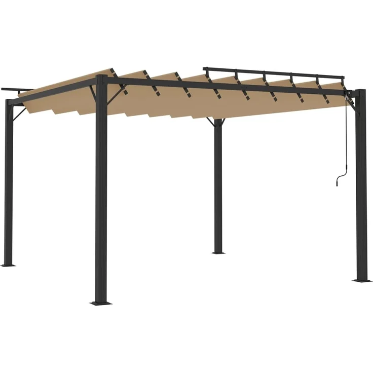 vidaXL Pergola mit Lamellendach 3x3 m Taupe Stoff und Aluminium 313925 – Bild 1