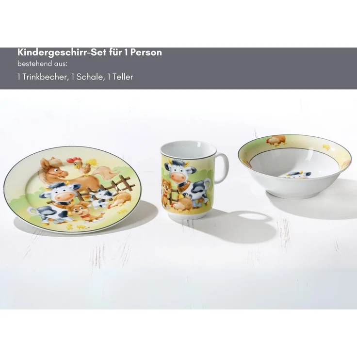 Ritzenhoff & Breker Kindergeschirr-Set Hoftiere (3-tlg), 1 Personen, Porzellan, im Geschenkkarton – Bild 2