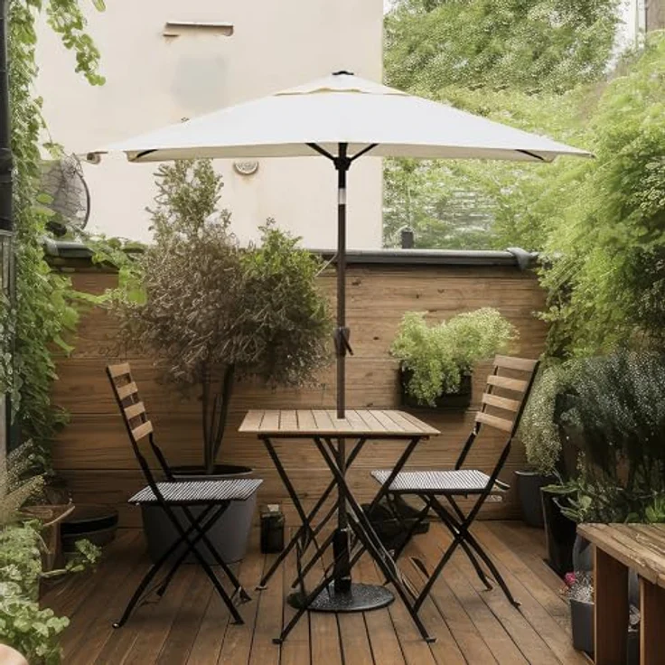 Sekey Sonnenschirm mit Kurbel und UV50+, knickbar, Aluminium creme, 210 × 140 cm – Bild 3