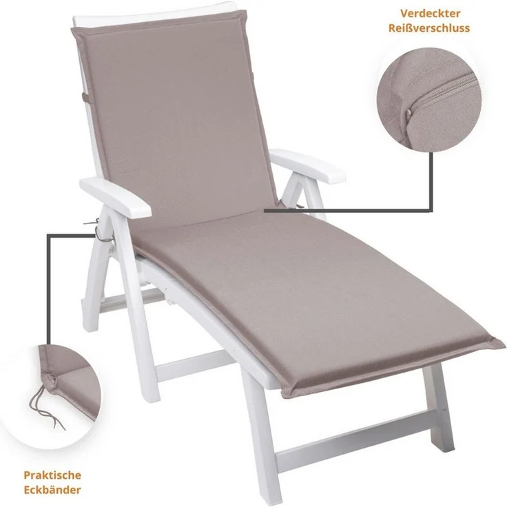 sleepling Liegenauflage Polster Sonnenliege, Strandliege, Komfortschaum, Eckbänder und Einstellband, waschbar, Made in EU – Bild 2
