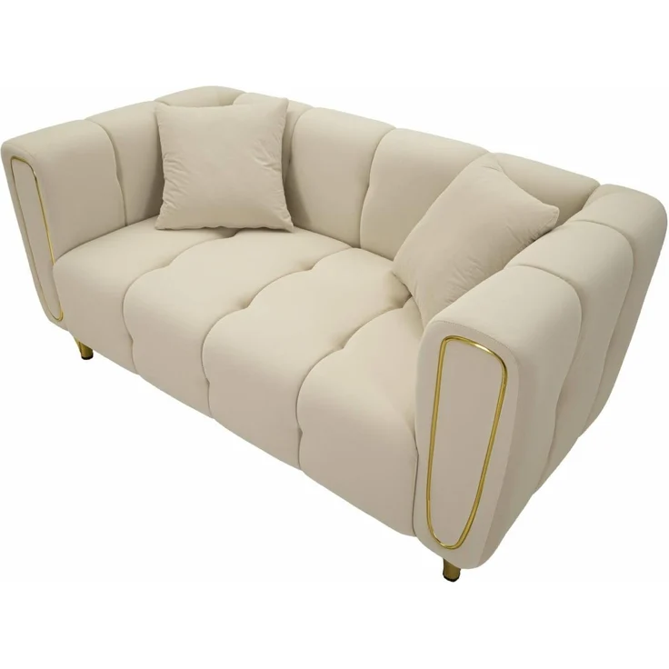 Dmora Sofa 2-Sitzer Japura 81 x 155 x 71h cm Weiß mit Kissen – Bild 9