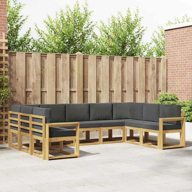 vidaXL Outdoor-Sofagarnitur mit Kissen 9 pcs Weiß und Anthrazit, 304 x 189,5 x 73 cm – Bild 1