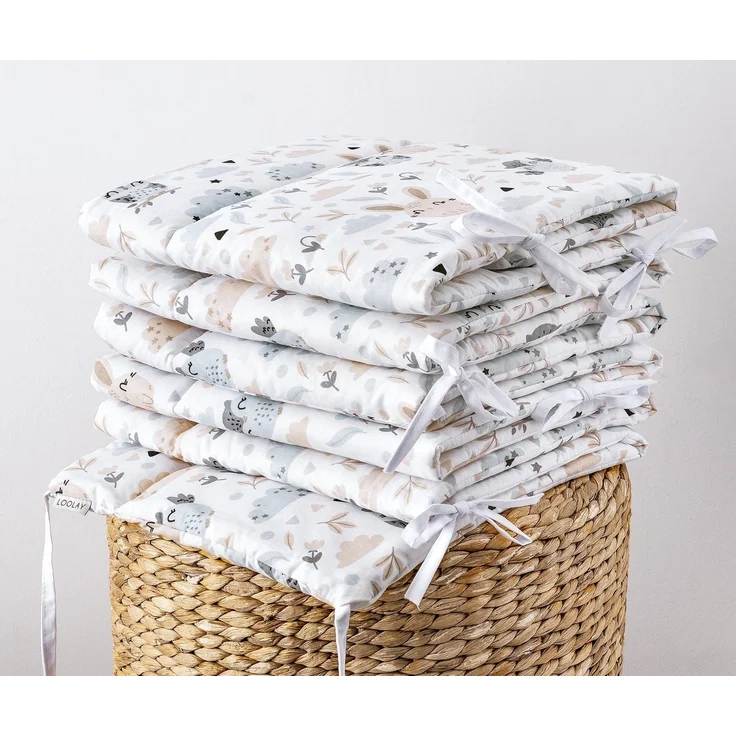 Loolay Bettnestchen 2025 TREND Muster Babybett BETTUMRANDUNG 420, 360, 210, 180 x 30cm, (Neugeborene Baby Erstausstattung PREMIUM Geschenk HASE, ROSE, IGEL, Babybett Umrandung Kopfschutz Nestchen Babynest für Mädchen und Junge), 100% Europäische Stoffe... – Bild 2