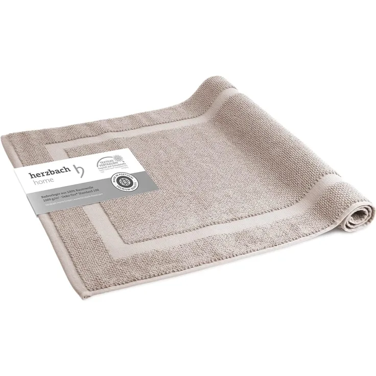 herzbach home Badematte Spa 50x80 cm, Baumwolle, Rechteckig, 1000g/m², Premium-Qualität, 100% Baumwolle, mit Bordüre