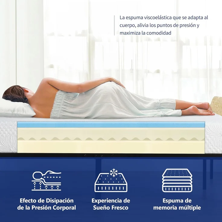 Olee sleep 15cm Memory Foam Matratze / Kaltgelschaum / Öko-Tex / CertiPUR-US / Komfortable Matratze / 3 Schichten / 140x200 cm / Full / Weiß – Bild 6