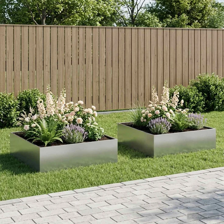 vidaXL Garten-Pflanzgefäß 2 stk. Silber 80 x 80 x 30 cm 8005075 – Bild 1