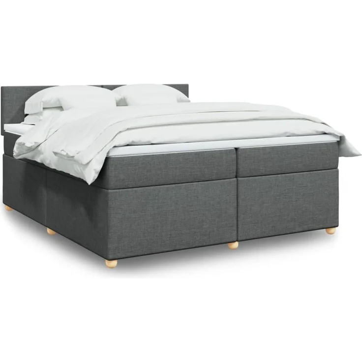 vidaXL Boxspringbett mit Matratze Dunkelgrau 200x200 cm Stoff 3289081 – Bild 1