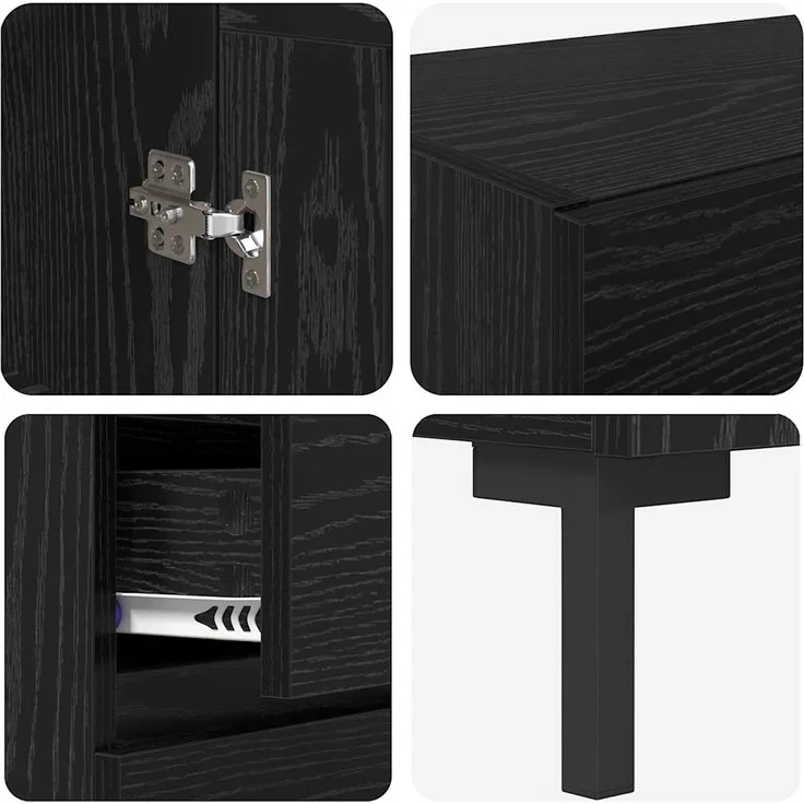 vidaXL Highboard 2 pcs Schwarz Eichen-Optik Holzwerkstoff 3416114 – Bild 10