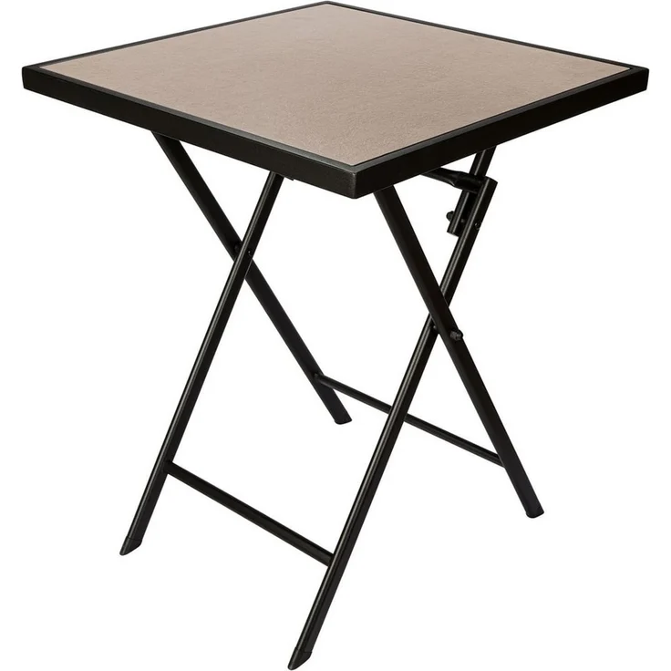 BRUBAKER Gartentisch Bergamo - 58 x 58 cm Balkontisch wetterfest (1-St, Campingtisch eckig mit Stein Optik - Klapptisch für Balkon, Terrasse), Metall Beistelltisch klappbar - Bistrotisch – Bild 1