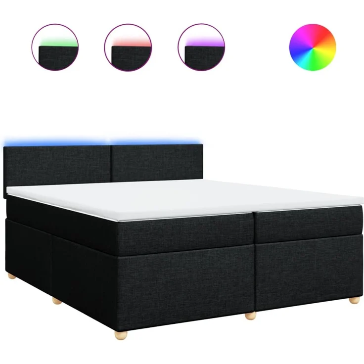 vidaXL Boxspringbett mit Matratze Schwarz 200x200 cm Stoff 3289082 – Bild 2