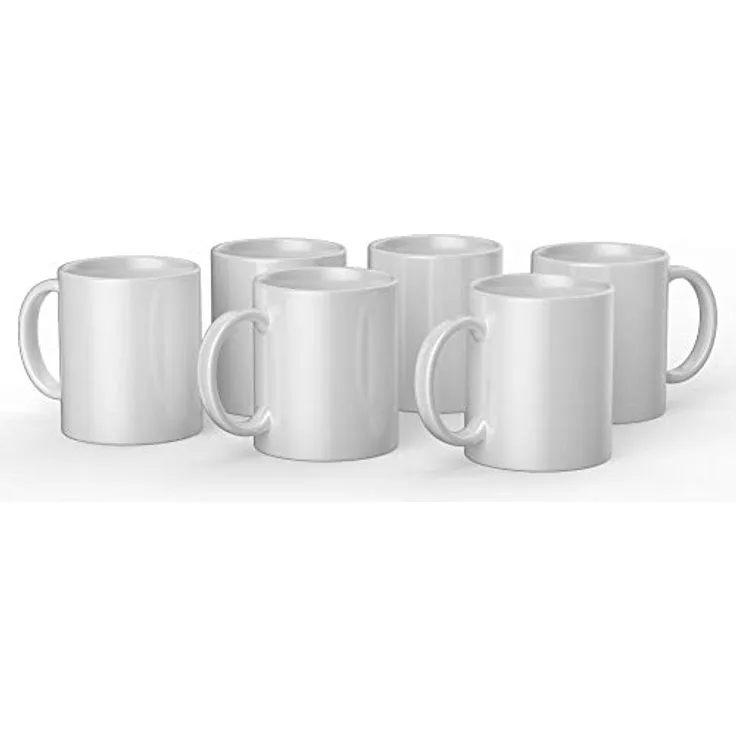 Cricut Ceramic Coffee Mug - Sublimation Blank - White - 12 oz/340 ml (6 Pack Bulk Bundle)