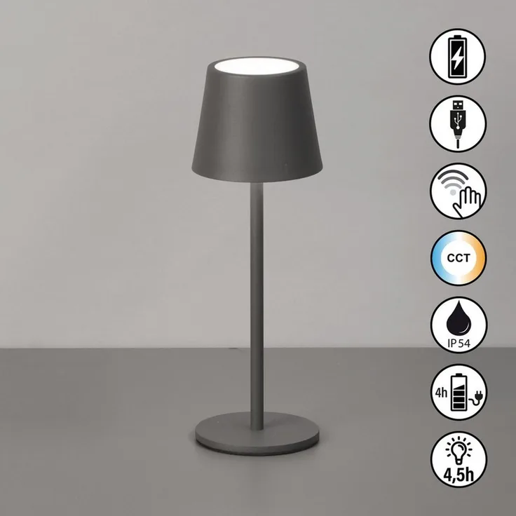 easy! BY FHL Außen-Tischleuchte Roxi, Dimmfunktion, Farbsteuerung, USB-Ladefunktion, LED fest integriert, Warmweiß, lange Leuchtdauer