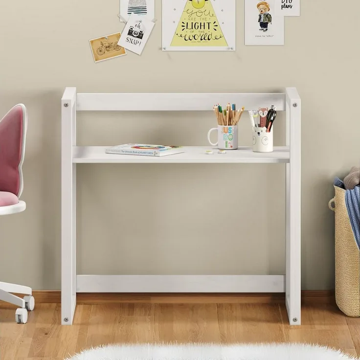 IDIMEX Kinderschreibtisch SUZA, Schülerschreibtisch höhenverstellbar in 4 Stufen aus Massivholz weiß