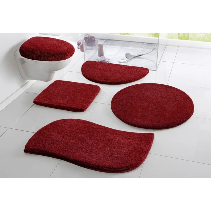 OTTO home Badematte Merida, Badvorleger, Badezimmer Teppich, Höhe 32 mm, rutschhemmend beschichtet, schnell trocknend, strapazierfähig, fußbodenheizungsgeeignet, Kunstfaser, wellenförmig, Badteppich, Uni Farben, rechteckig, rund & als 2-tlg. Set erhält...