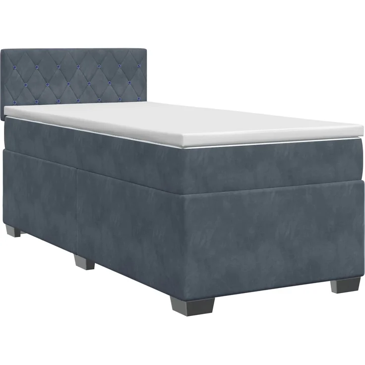 vidaXL Boxspringbett mit Matratze Dunkelgrau 90 x 200 cm Samt 3450633 – Bild 2