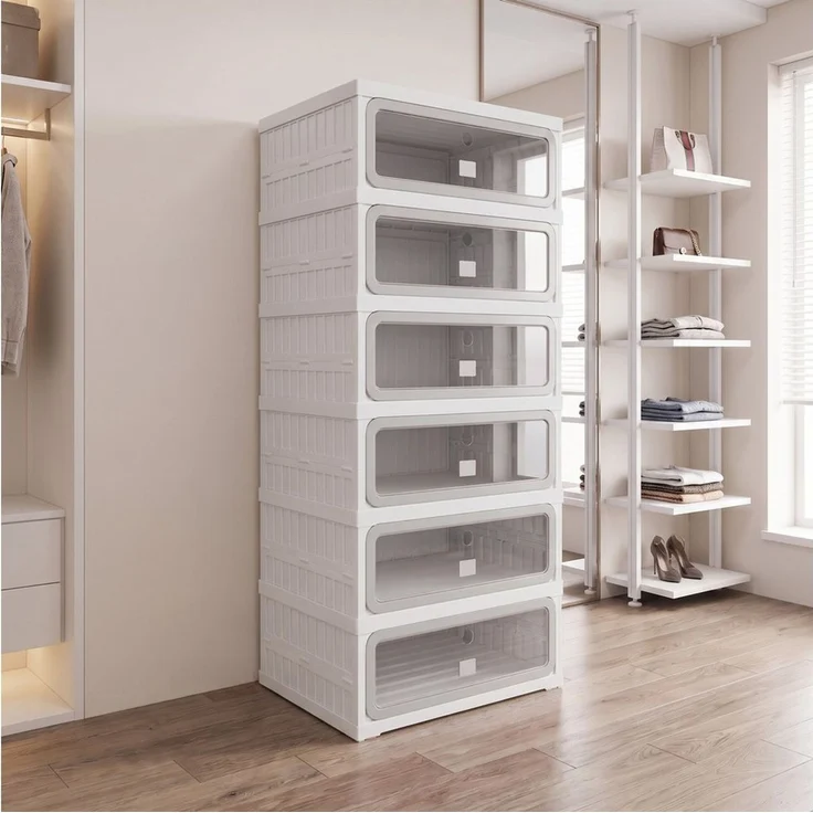 PXloue Schuhschrank kleiderschrank Kunststoff Schuhregal klappbarer mit 6 Fächern Schuhkommode Flurschrank Mehrzweckschrank – Bild 1