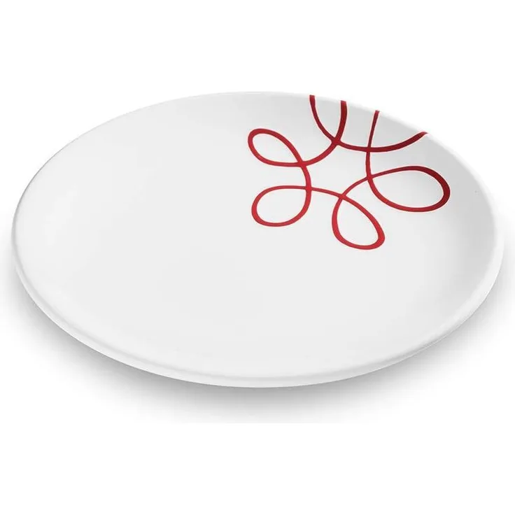 Pur Geflammt Rot, Dessertteller Cup (Ø 20cm) - Gmundner Keramik Frühstücksteller - Mikrowelle geeignet, Spülmaschinenfest
